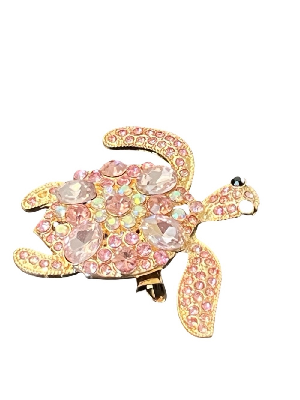 Pink Crystal Turtle Brooch Pin FINAL PRICE DROP